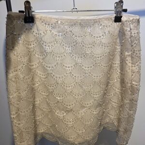Dynamite Cream Mini Skirt with Sequins